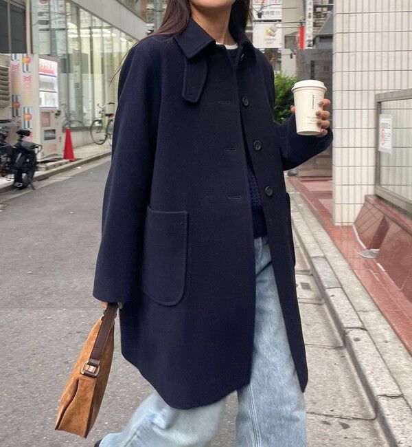 fredy emue「Super100ステンカラーミドルコート」|ダッフルコート|ネイビー