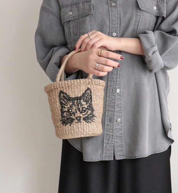 fredy emue「【BAGMATI/バグマティ】キャット刺繍アバカミニトートバッグ」|かごバッグ|