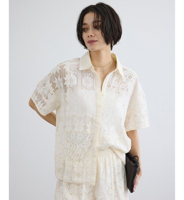 SALON adam et rope'「【WEB限定】パッチワークレースシャツ / セットアップ対応」|シャツ・ブラウス|