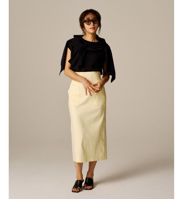 ROPE「【洗える】サテンリネン ポケット付きタイトスカート【34サイズ/J'aDoRe・店舗限定】/25SS」|スカート|