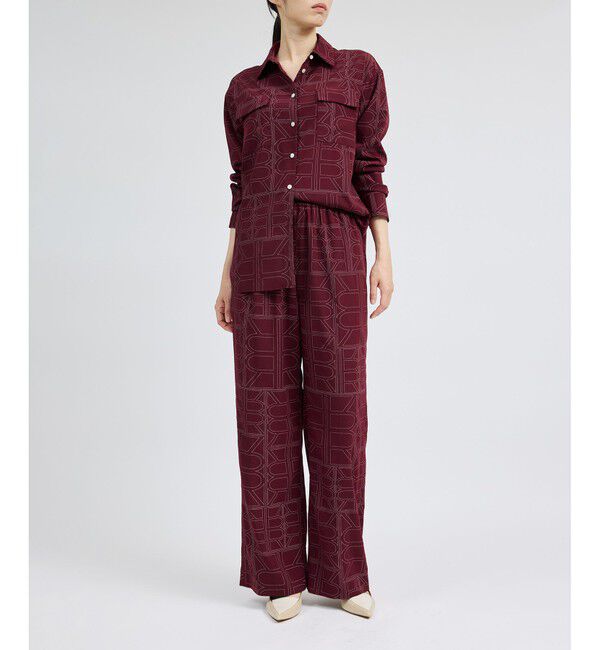 ROPE「R柄プリントイージーパンツ」|チノ|ワイン(66)