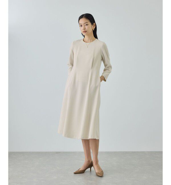 ROPE「トリアセダブルクロス セミフレアーワンピース/セットアップ対応・イージーケア・26SS」|ワンピース|