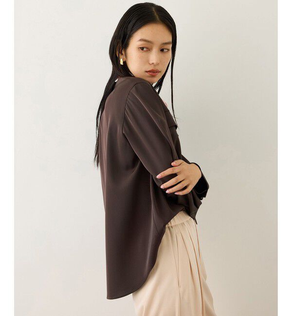 ROPE「フロントジップブラウス/セットアップ対応・イージーケア」|シャツ・ブラウス|ブラウン(20)