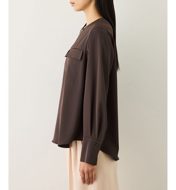 ROPE「フロントジップブラウス/セットアップ対応・イージーケア」|シャツ・ブラウス|