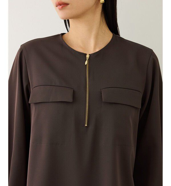 ROPE「フロントジップブラウス/セットアップ対応・イージーケア」|シャツ・ブラウス|