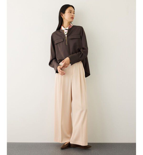 ROPE「フロントジップブラウス/セットアップ対応・イージーケア」|シャツ・ブラウス|