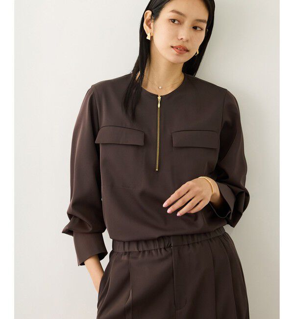 ROPE「フロントジップブラウス/セットアップ対応・イージーケア」|シャツ・ブラウス|