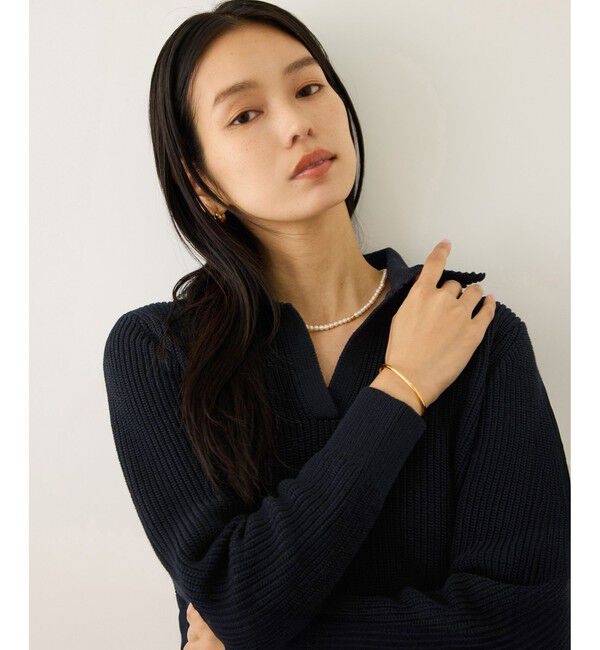 ROPE「オーガニックコットンポロ襟プルオーバー/イージーケア」|ニット・セーター|ネイビー(40)