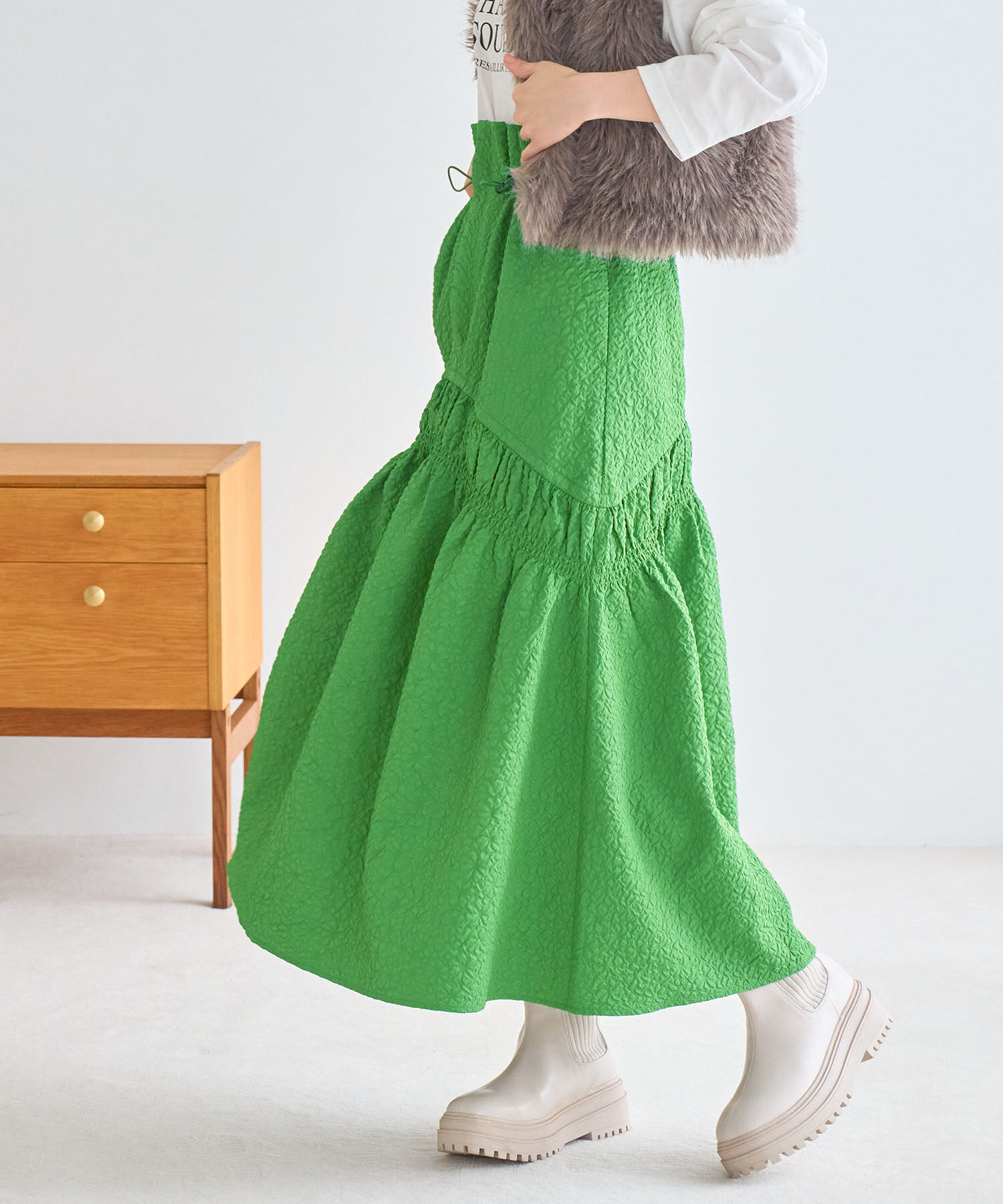 VIS「ぽこぽこドロストジャガードスカート」|スカート|