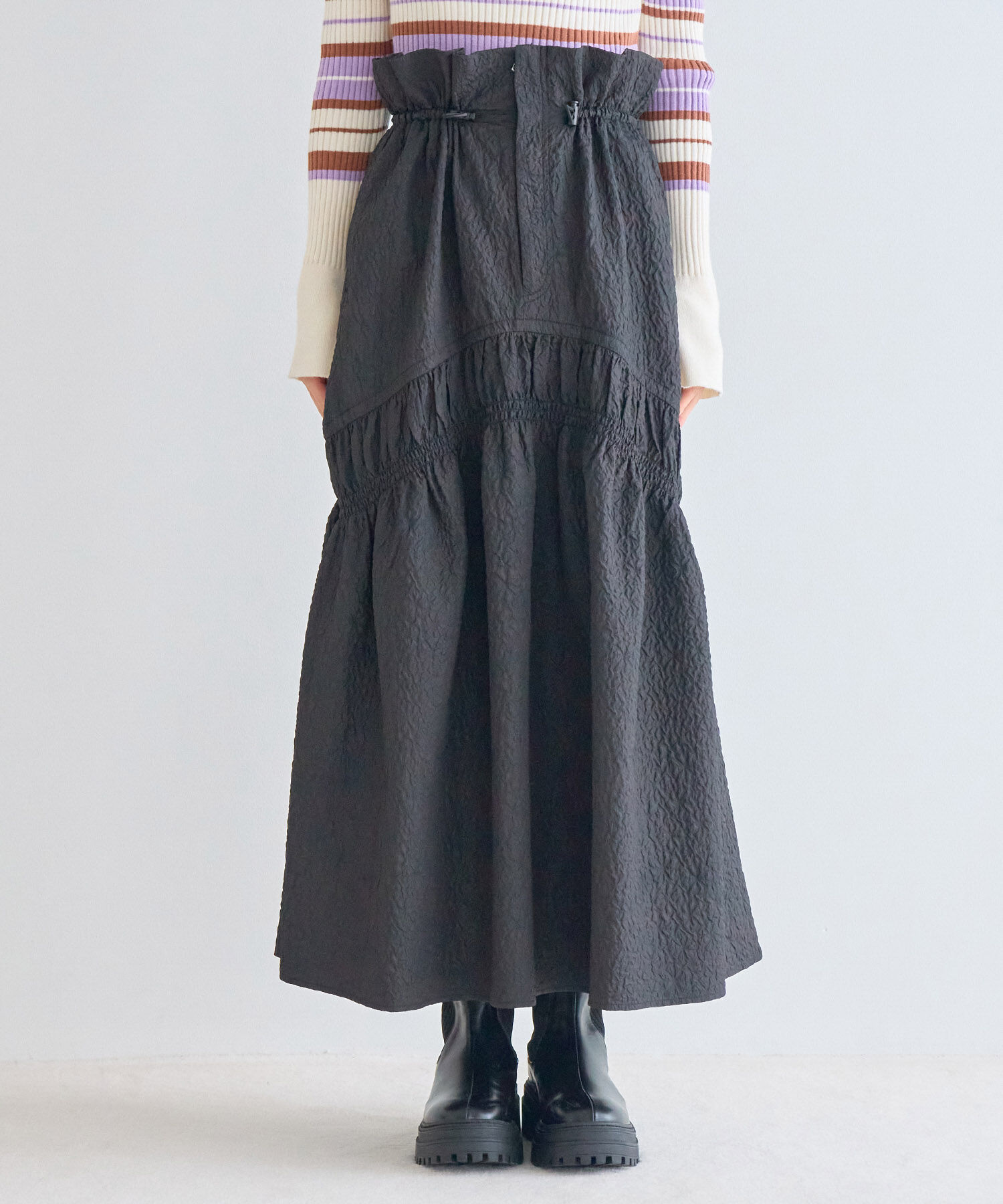 VIS「ぽこぽこドロストジャガードスカート」|スカート|