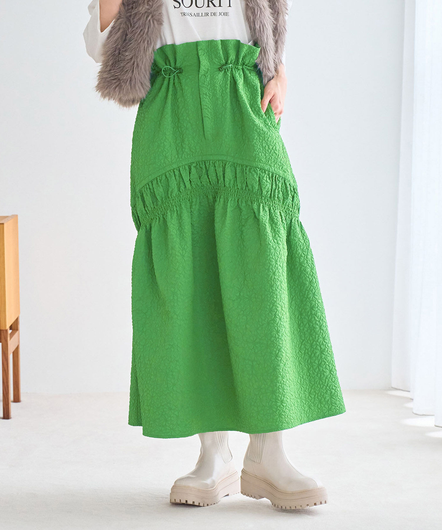 VIS「ぽこぽこドロストジャガードスカート」|スカート|