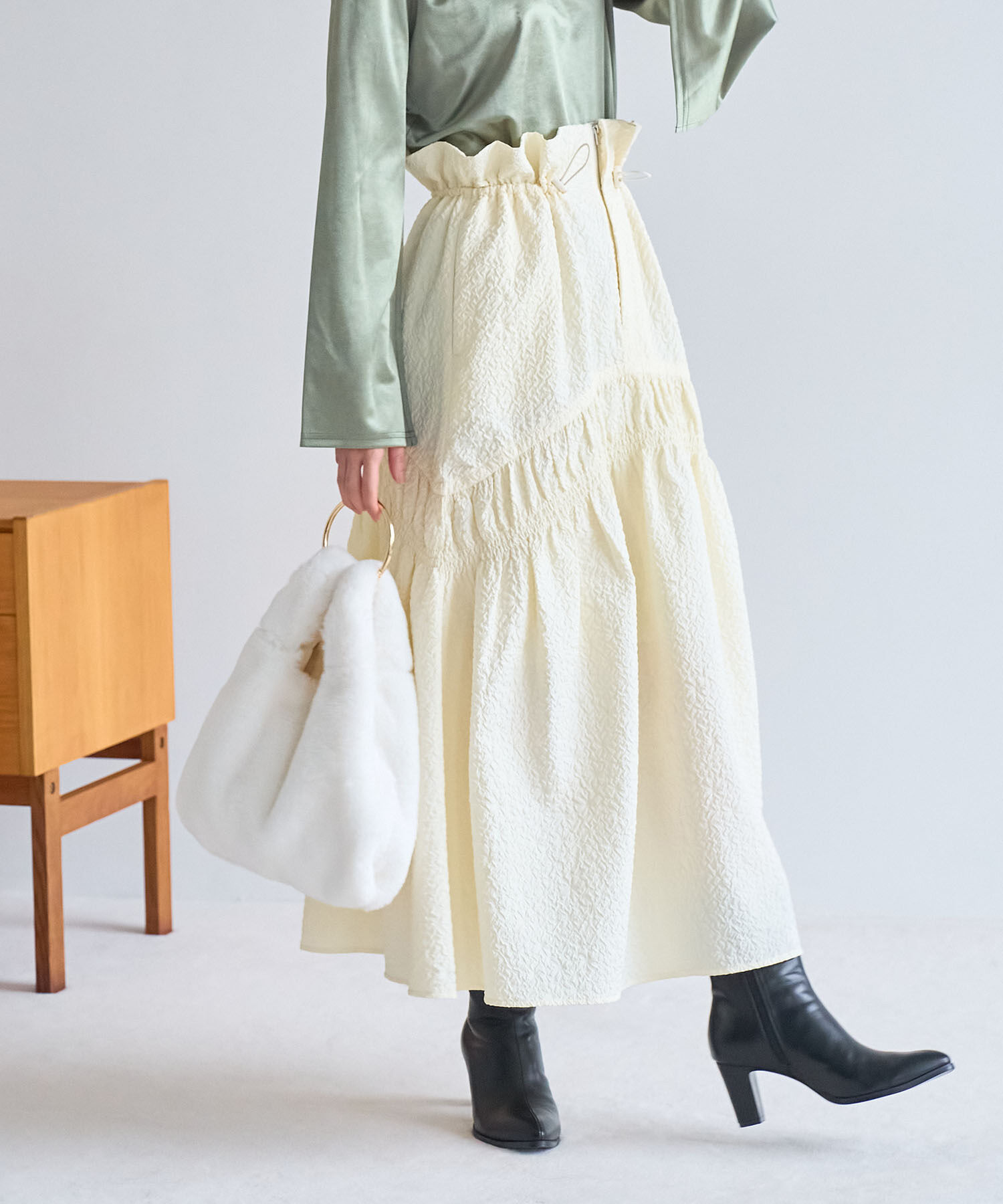 VIS「ぽこぽこドロストジャガードスカート」|スカート|