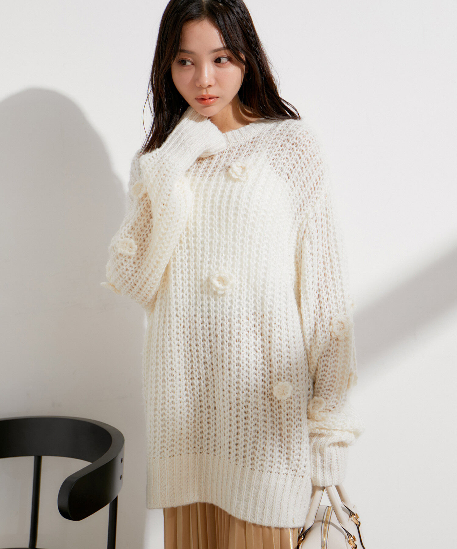 VIS「お花ぽんぽんシアーニット」|ニット・セーター|