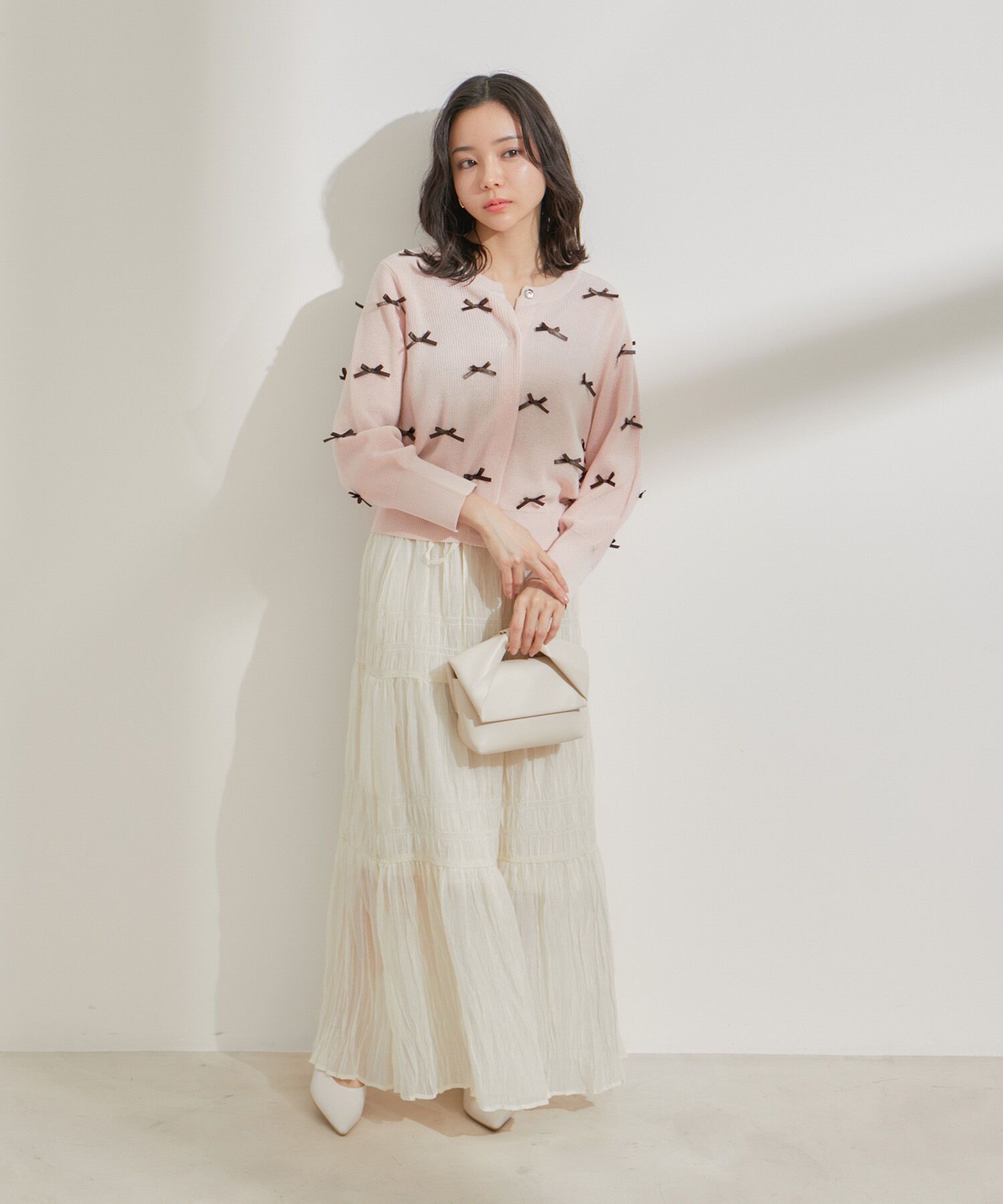 VIS「柄＆無地アソートシャーリングティアードスカート」|スカート|