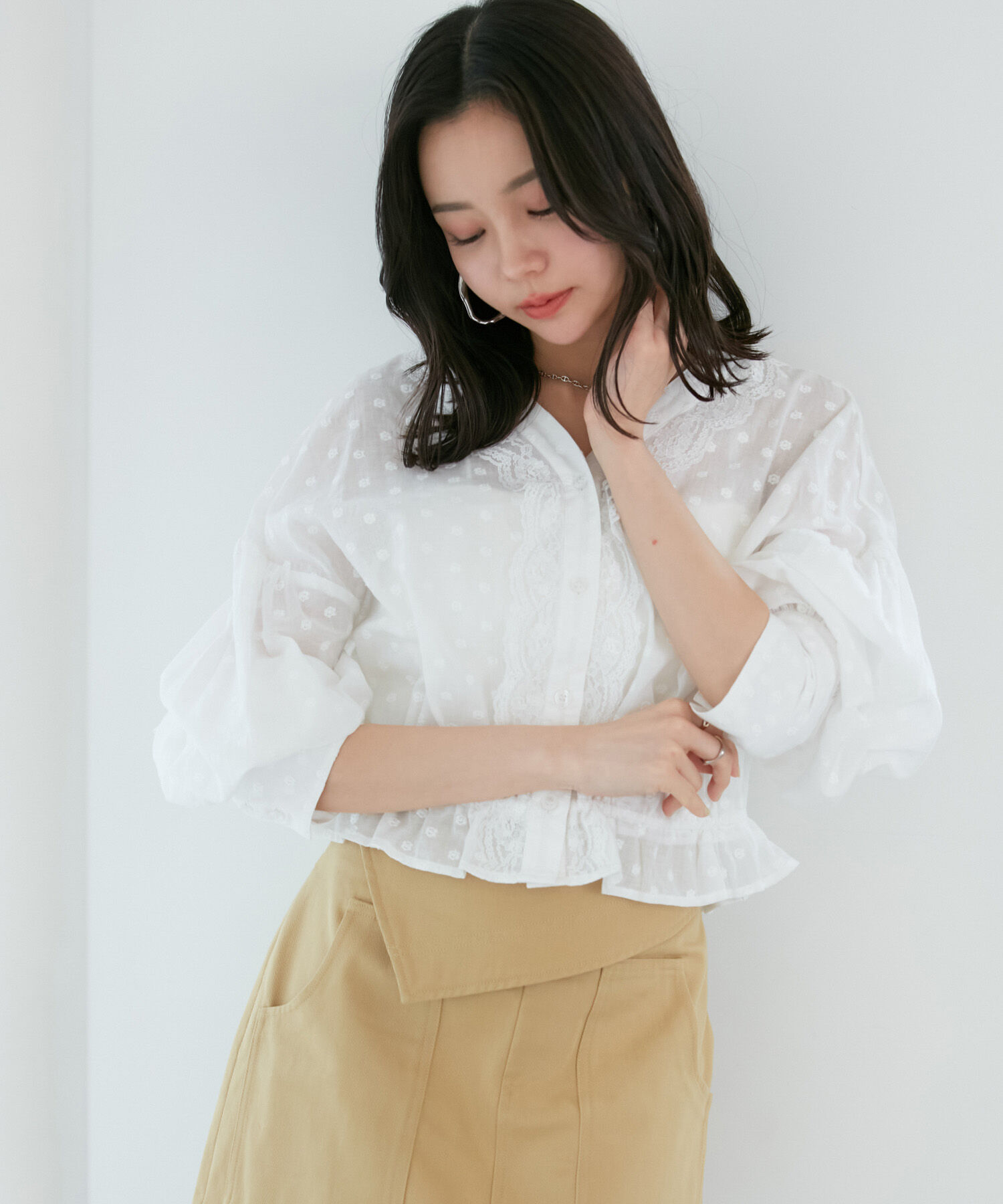 VIS「ドビーフラワーブラウス」|シャツ・ブラウス|