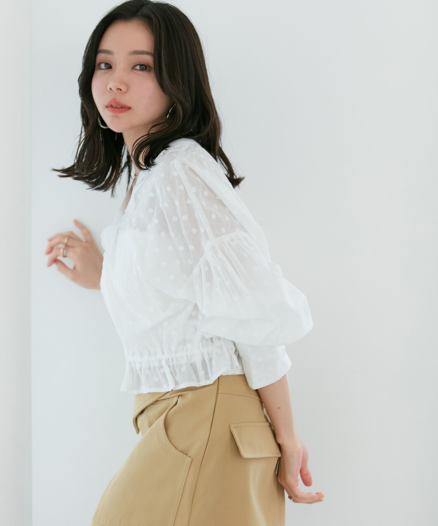 VIS「ドビーフラワーブラウス」|シャツ・ブラウス|