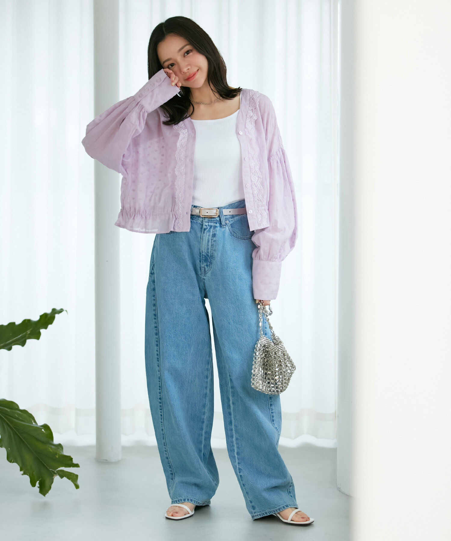 VIS「ドビーフラワーブラウス」|シャツ・ブラウス|