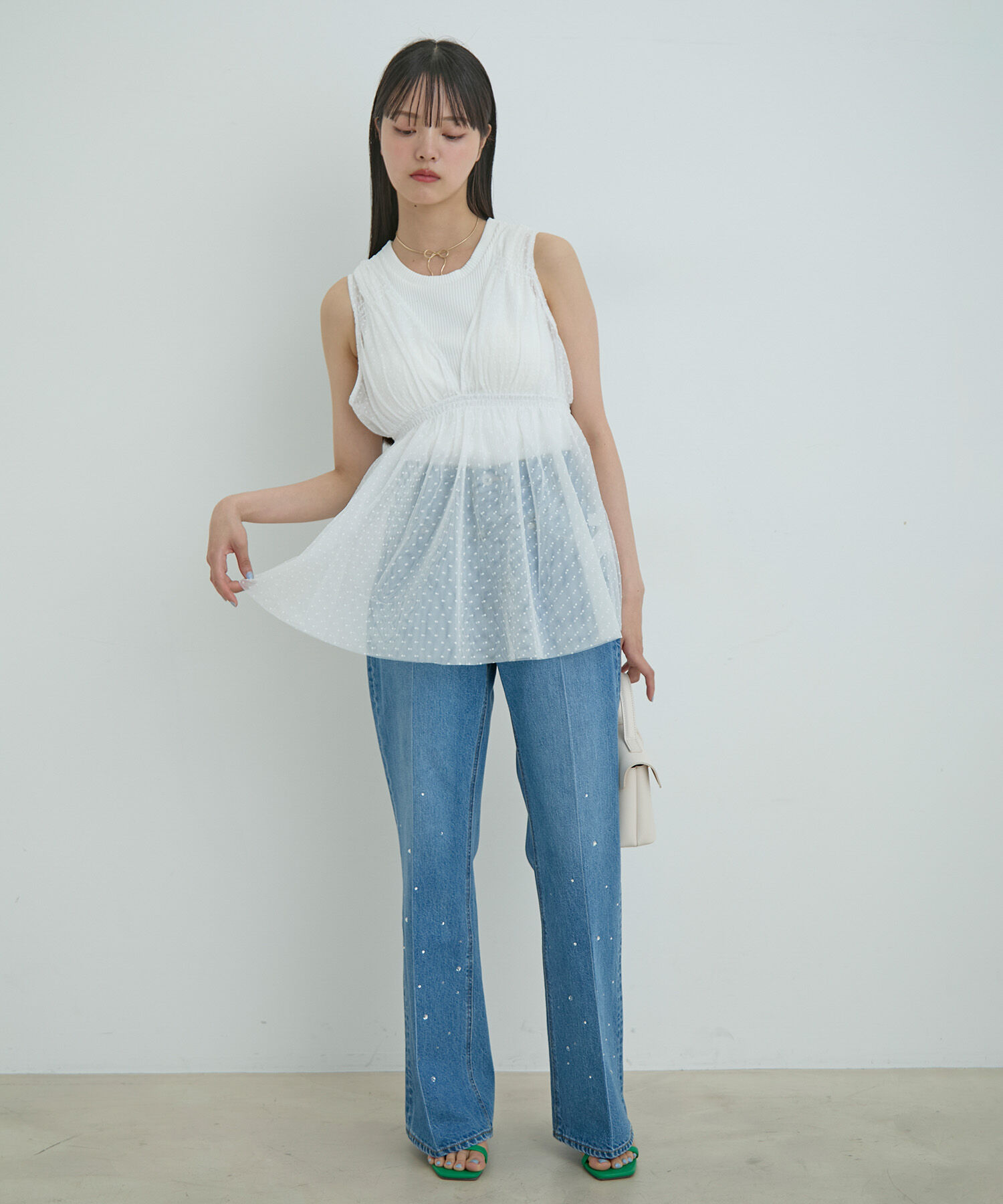 VIS「フロッキードットチュールチュニック」|シャツ・ブラウス|