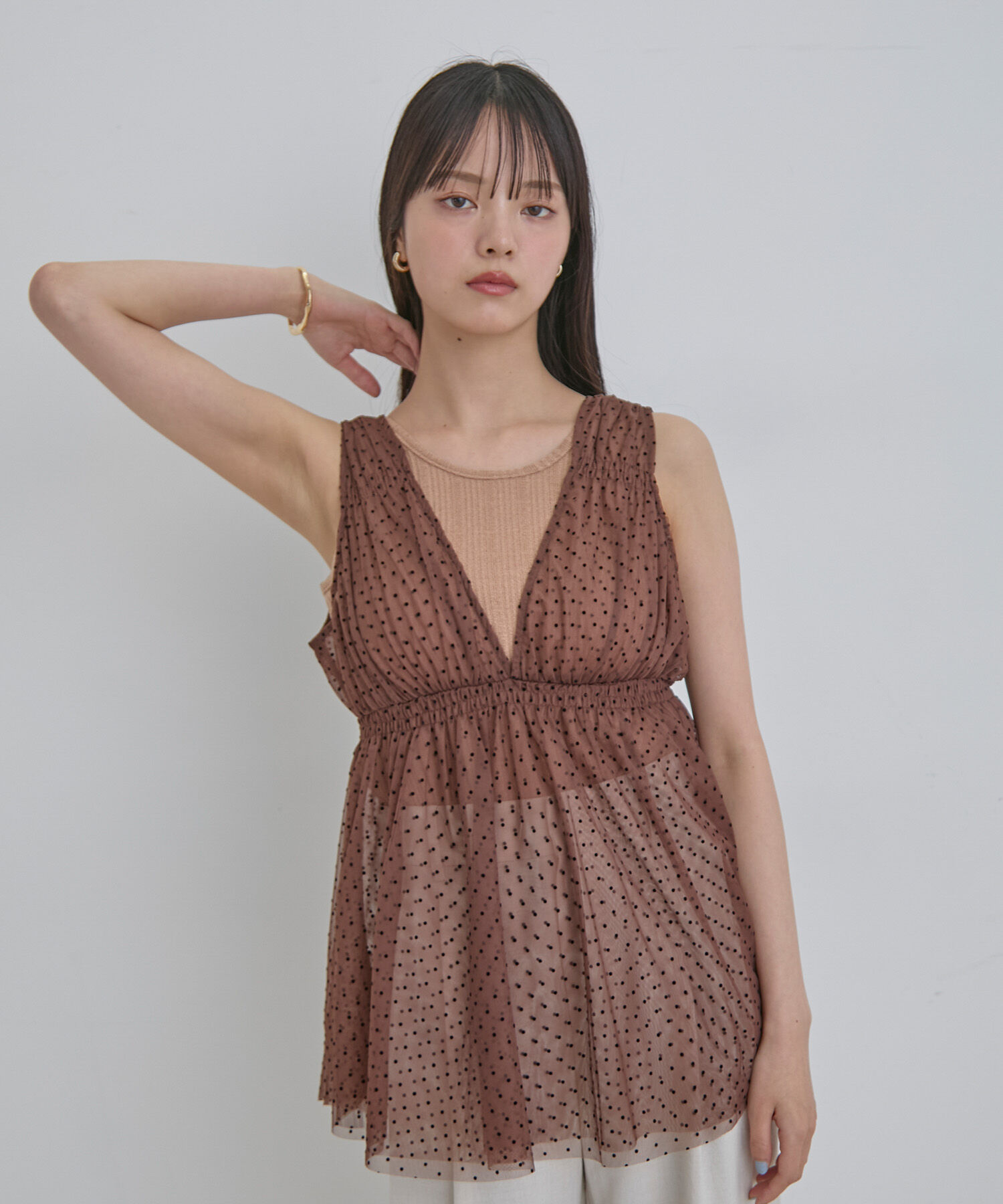 VIS「フロッキードットチュールチュニック」|シャツ・ブラウス|