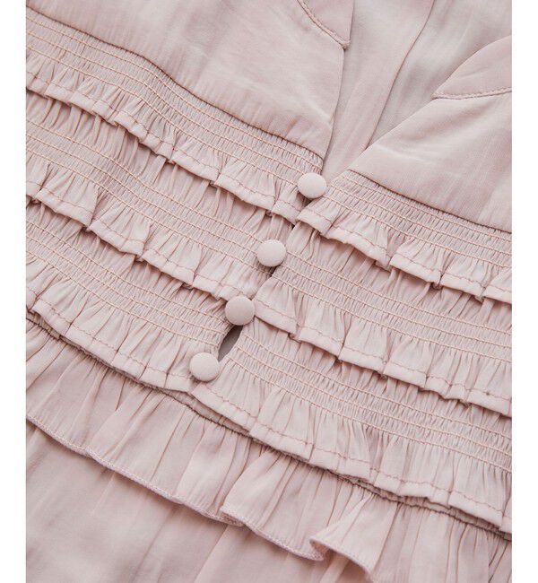 VIS「割繊シャーリングミニフリルブラウス/洗える」|シャツ・ブラウス|