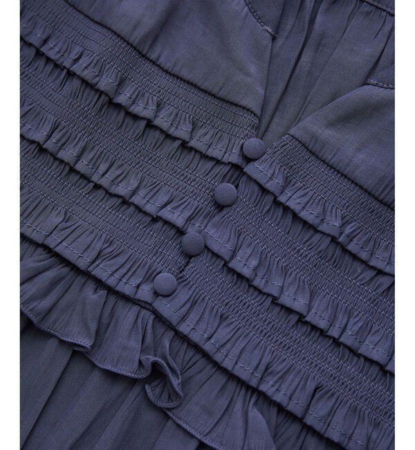 VIS「割繊シャーリングミニフリルブラウス/洗える」|シャツ・ブラウス|