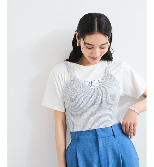 VIS「スパンコールニットビスチェ」|キャミソール|グレーサブ(09)