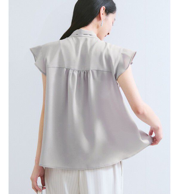 VIS「【WEB限定】【防シワ】フリルフレンチボウタイブラウス/通勤対応」|シャツ・ブラウス|