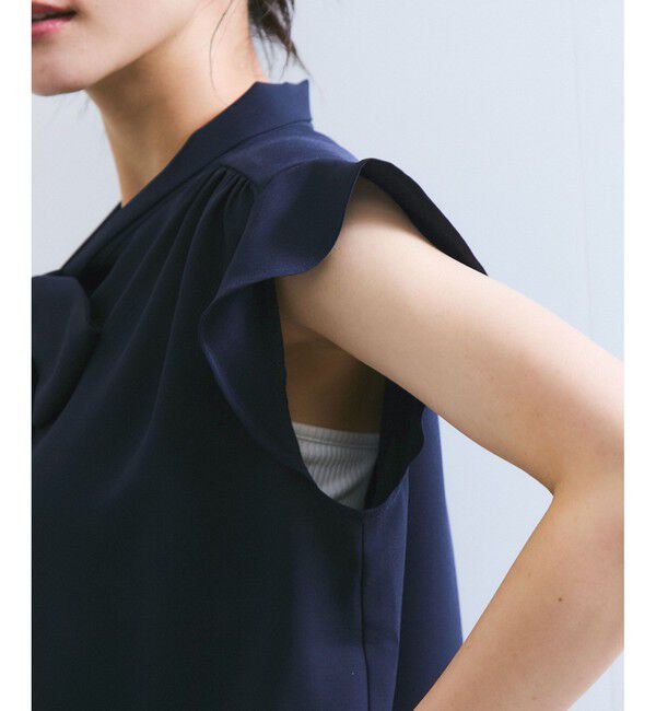 VIS「【WEB限定】【防シワ】フリルフレンチボウタイブラウス/通勤対応」|シャツ・ブラウス|