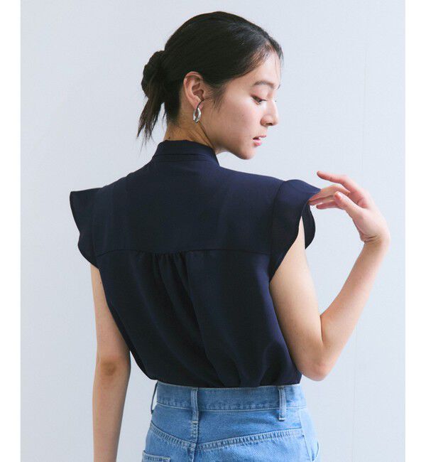 VIS「【WEB限定】【防シワ】フリルフレンチボウタイブラウス/通勤対応」|シャツ・ブラウス|