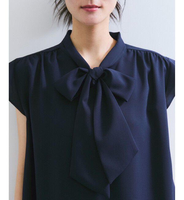 VIS「【WEB限定】【防シワ】フリルフレンチボウタイブラウス/通勤対応」|シャツ・ブラウス|