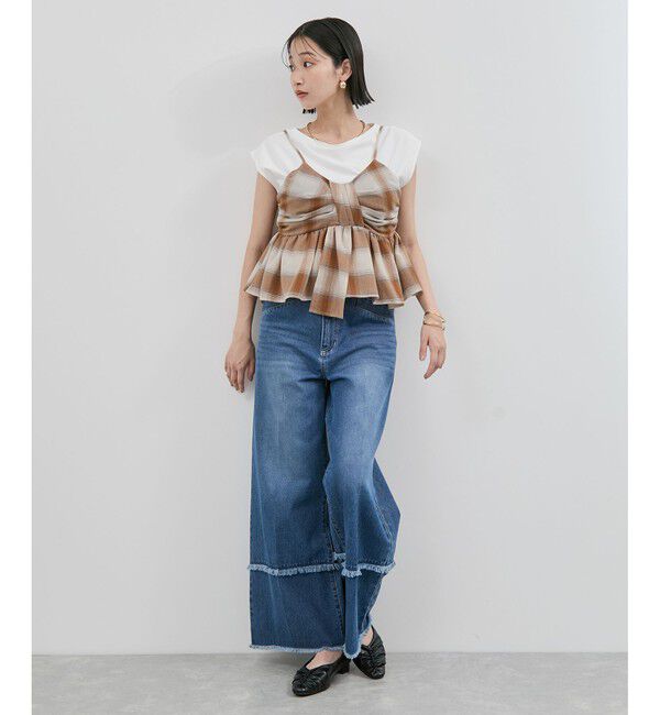 VIS「オンブレチェックリボンビスチェ」|キャミソール|