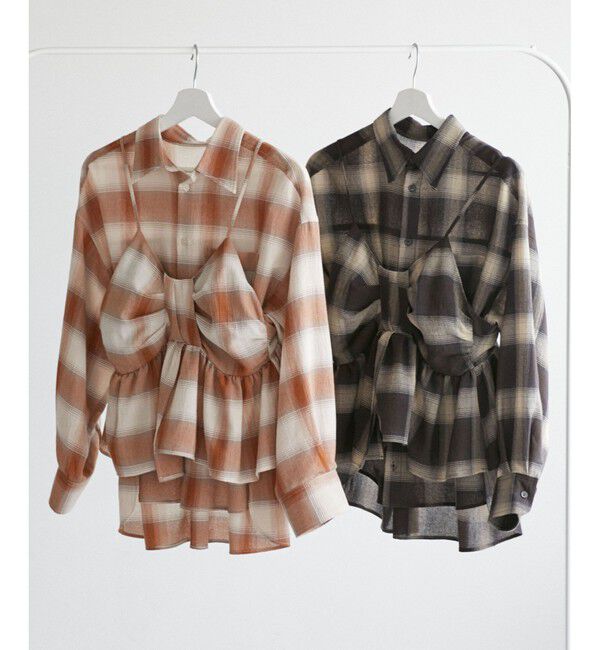 VIS「オンブレチェックリボンビスチェ」|キャミソール|