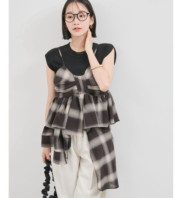 VIS「オンブレチェックリボンビスチェ」|キャミソール|