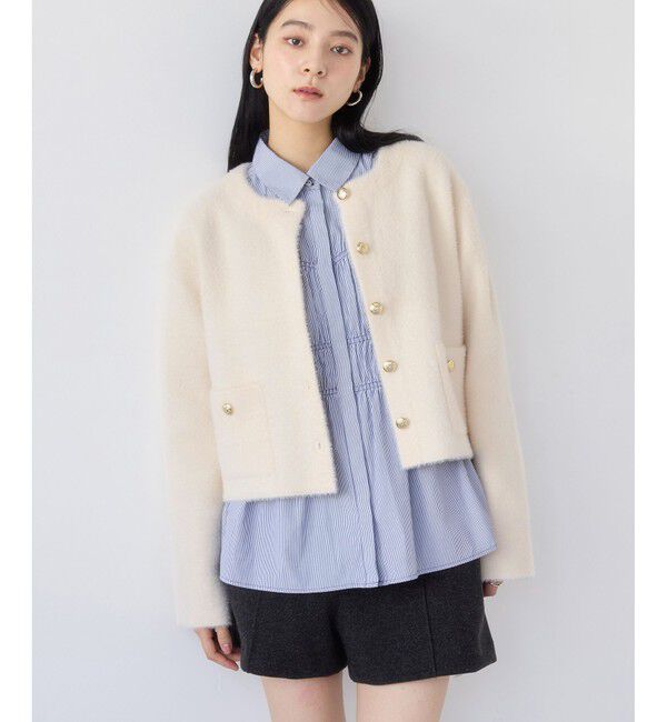 VIS「接結ミニフェザーニットジャケットカーディガン/一部WEB限定カラー」|カーディガン|オフホワイト(15)