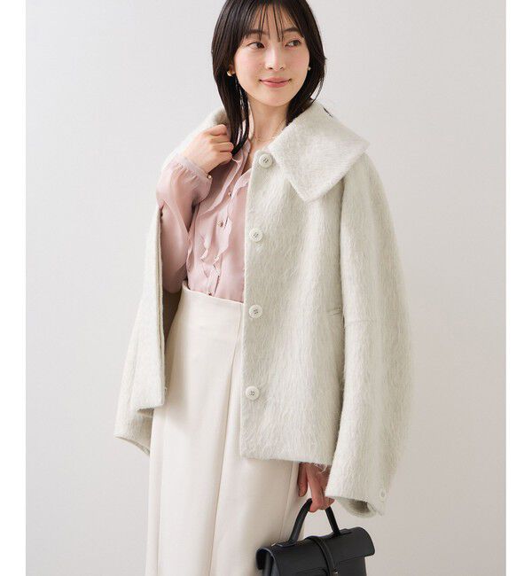 VIS「【アウター総選挙1位】ビッグカラーモモンガシャギーショートコート」|ブルゾン・スタジャン|