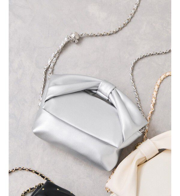 VIS「リボンハンドルチェーンショルダーバッグ/2WAY」|ショルダー・メッセンジャー|シルバー(93)