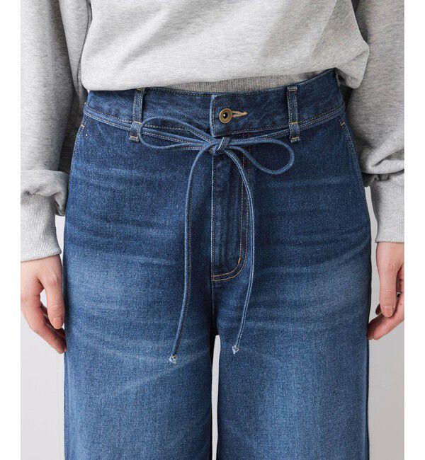 VIS「ベルト付きワイドシルエットデニムパンツ」|デニム|