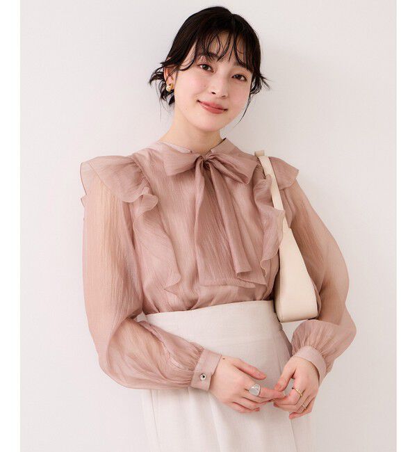 VIS「シャイニーボウタイ長袖ブラウス/イージーケア・2WAY」|シャツ・ブラウス|