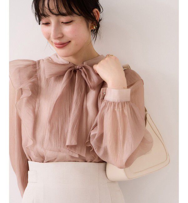 VIS「シャイニーボウタイ長袖ブラウス/イージーケア・2WAY」|シャツ・ブラウス|ピンク(63)
