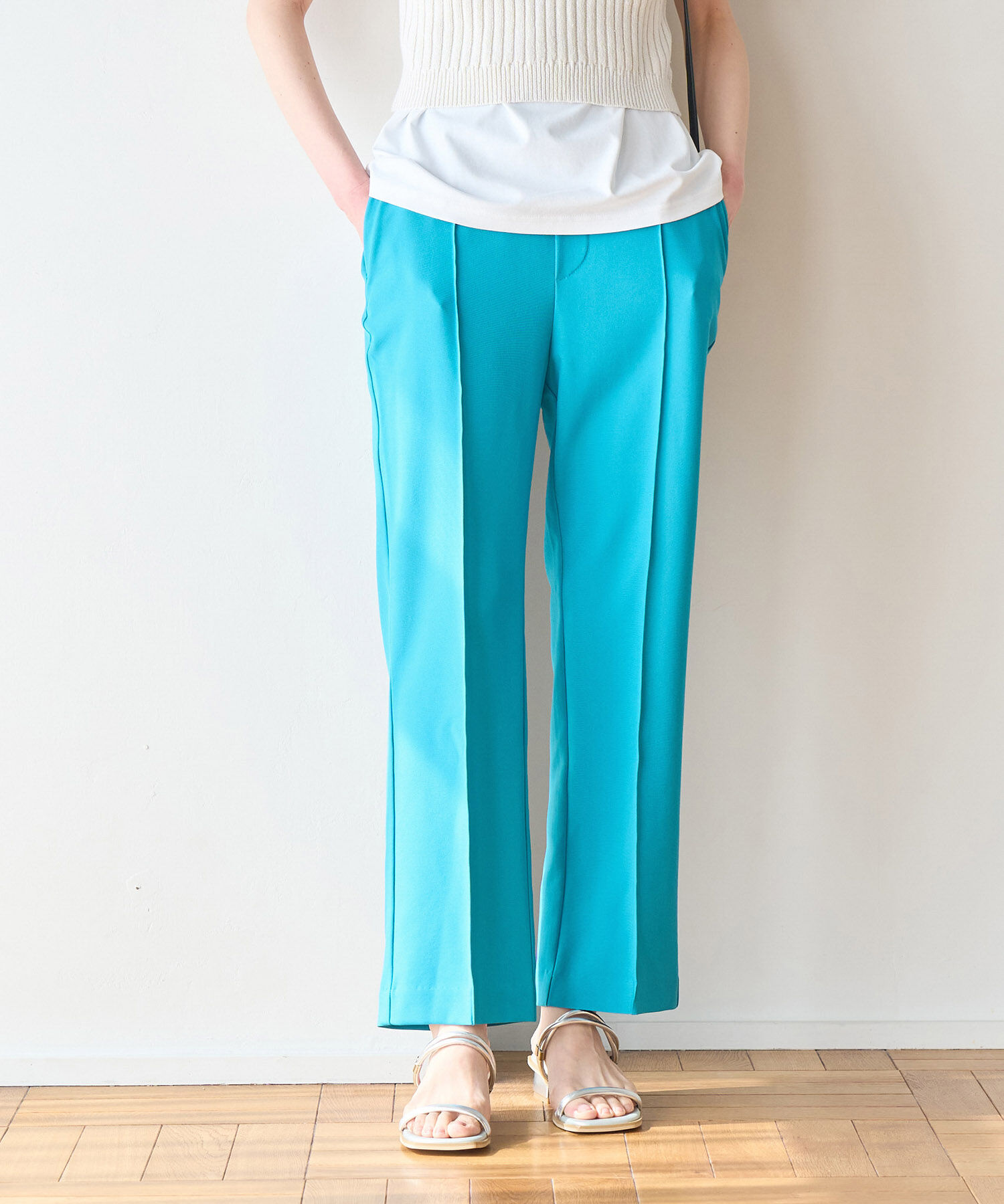 Rope&rsquo;Picnic「ラク美/スティックパンツ」|スラックス|ターコイズ(49)