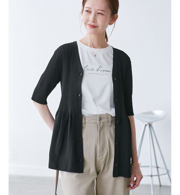 Rope&rsquo;Picnic「5分袖ペプラムカーディガン」|カーディガン|