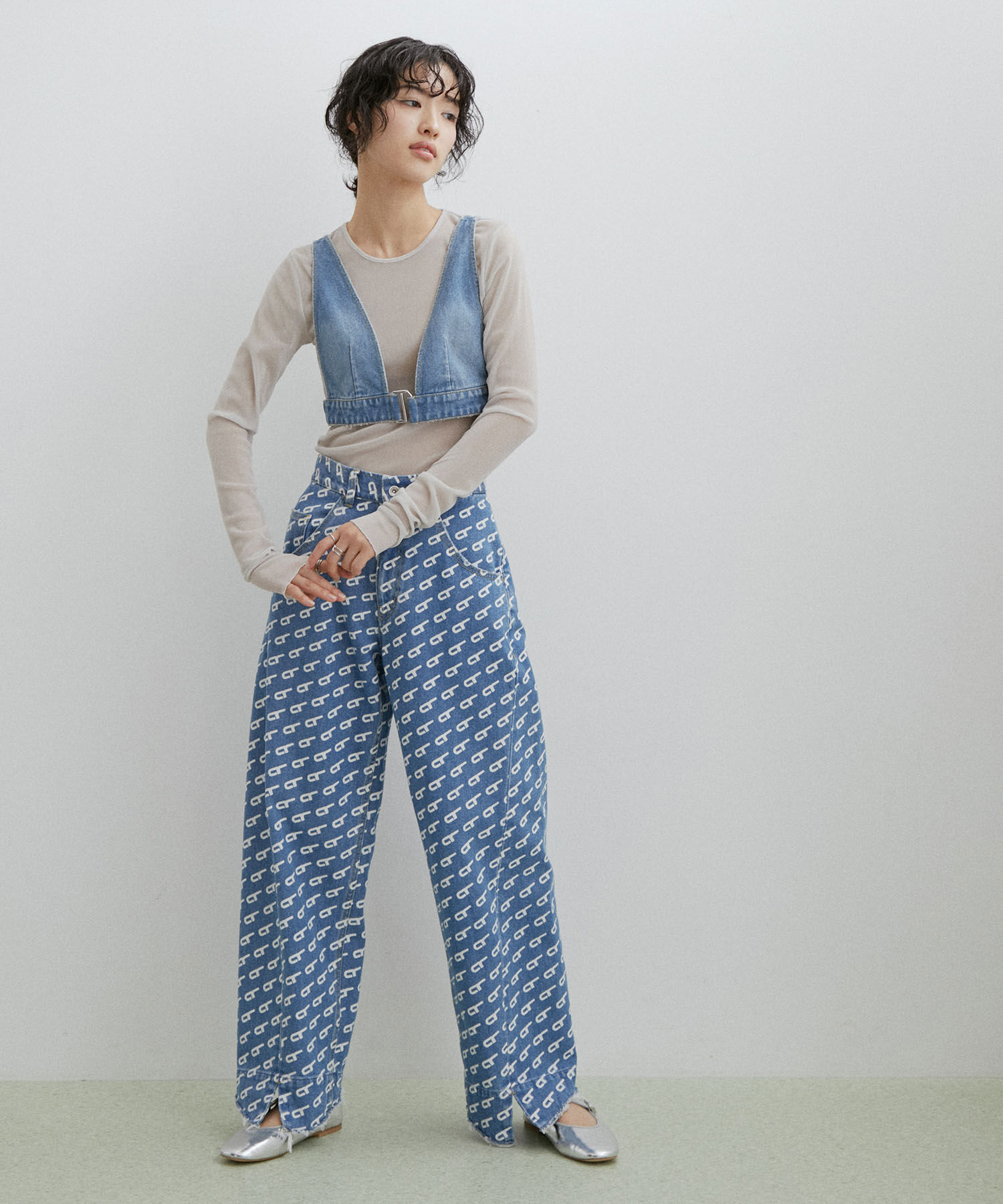 ADAM ET ROPE'「【サステナブル】ルーズフィットアジャストデニム」|デニム|