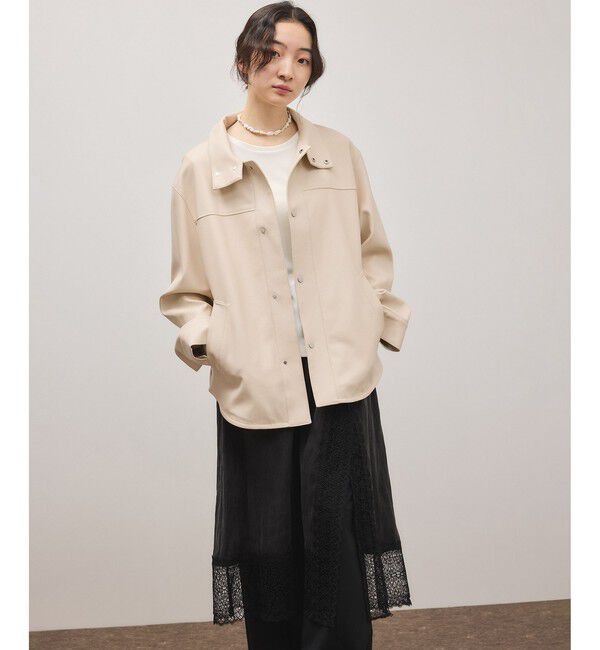 ADAM ET ROPE'「シンセティックレザースタンドネックブルゾン」|ブルゾン・スタジャン|