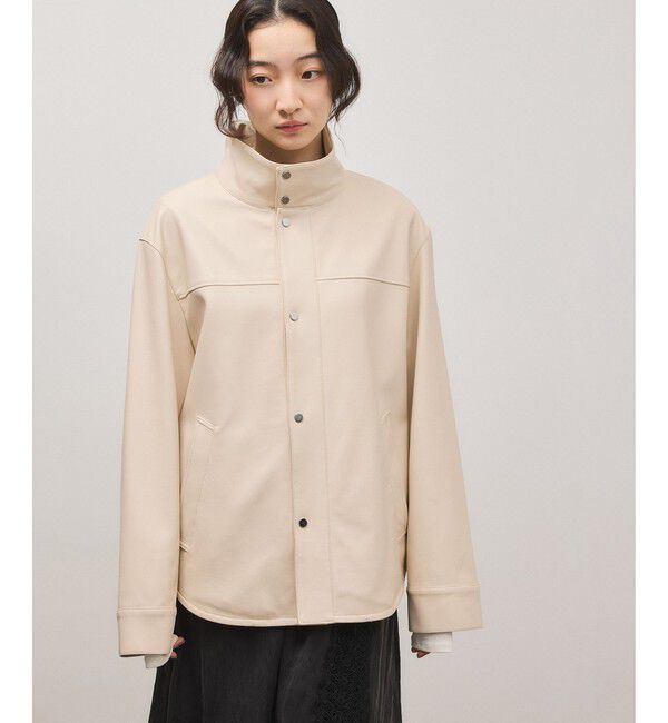 ADAM ET ROPE'「シンセティックレザースタンドネックブルゾン」|ブルゾン・スタジャン|