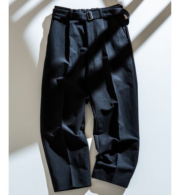 ADAM ET ROPE'「コットンダブルクロス ベルテッド ワイド スラックス」|スラックス|ブラック(01)