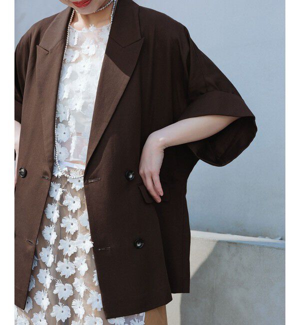 ADAM ET ROPE'「【サステナブル】ショートスリーブシャツジャケット」|テーラードジャケット|