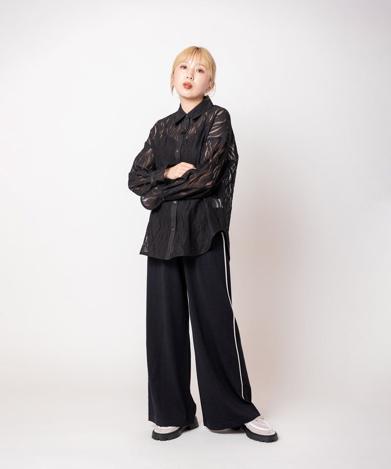  「配色ラインニットパンツ」|その他|