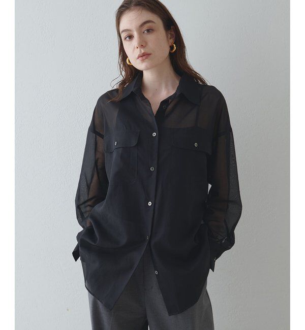 Drawing Numbers「【Drawing Numbers】コットンシースルーブラウス」|シャツ・ブラウス|