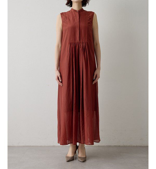  「シルクコットンギャザーワンピース」|ワンピース|