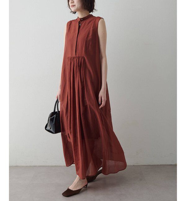  「シルクコットンギャザーワンピース」|ワンピース|